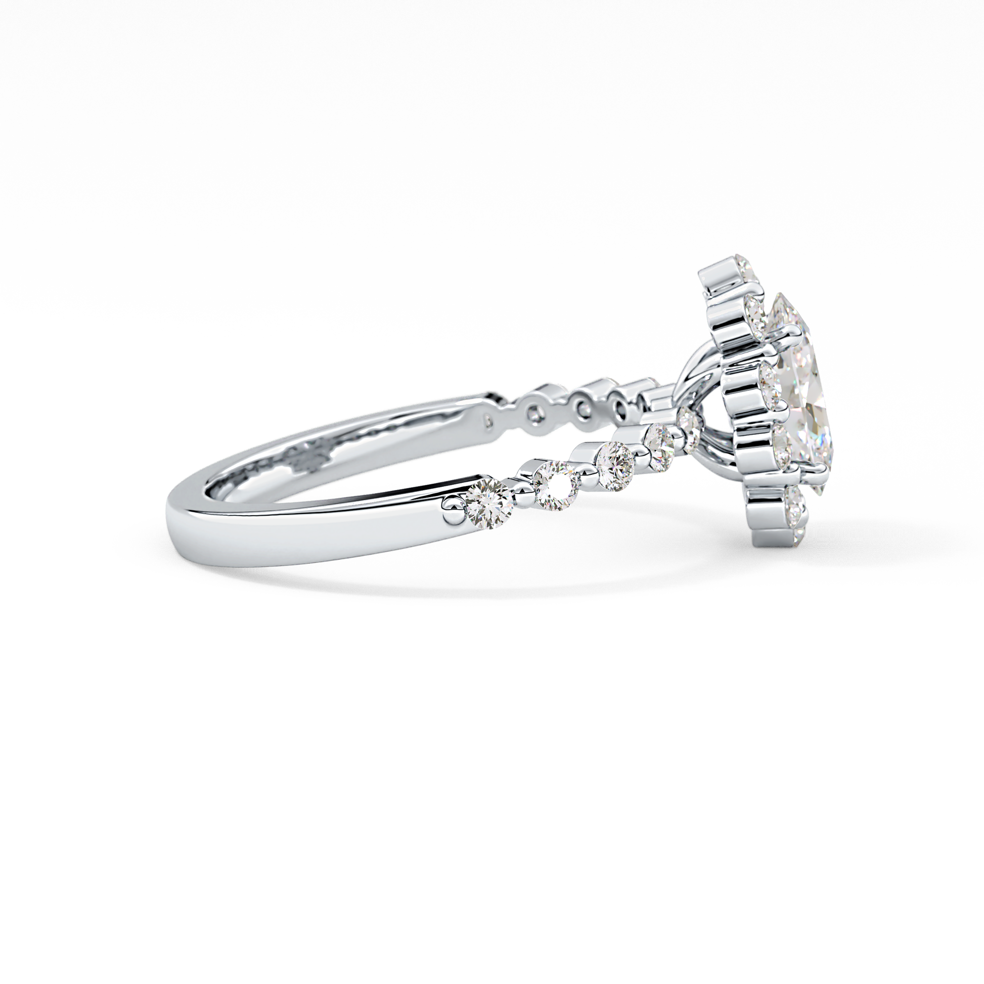 Oval Halo & Pave Lab Grown Diamond Engagement Ring