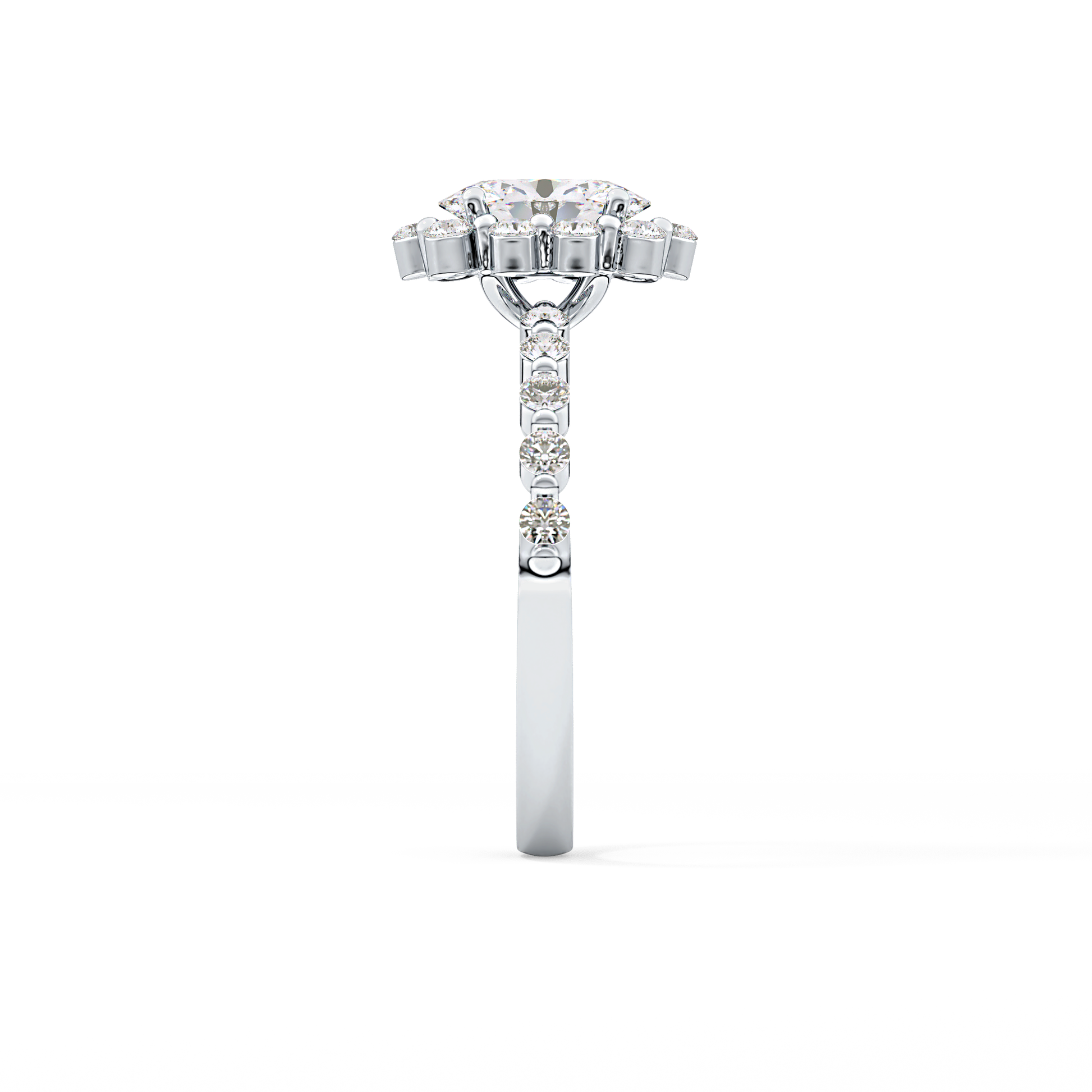 Oval Halo & Pave Lab Grown Diamond Engagement Ring
