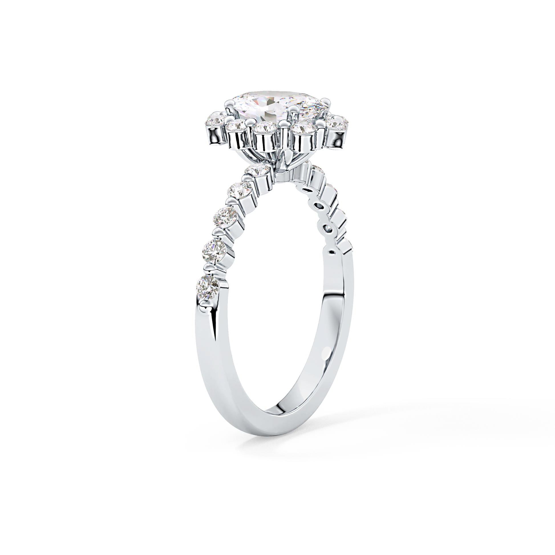 Oval Halo & Pave Lab Grown Diamond Engagement Ring