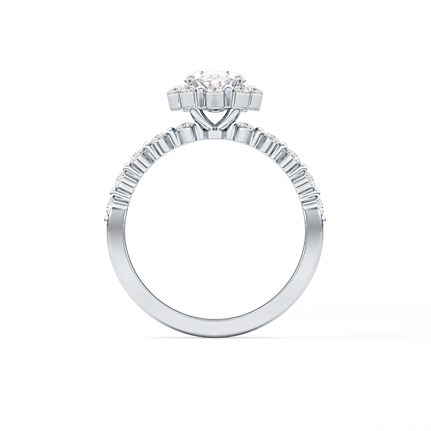 Oval Halo & Pave Lab Grown Diamond Engagement Ring