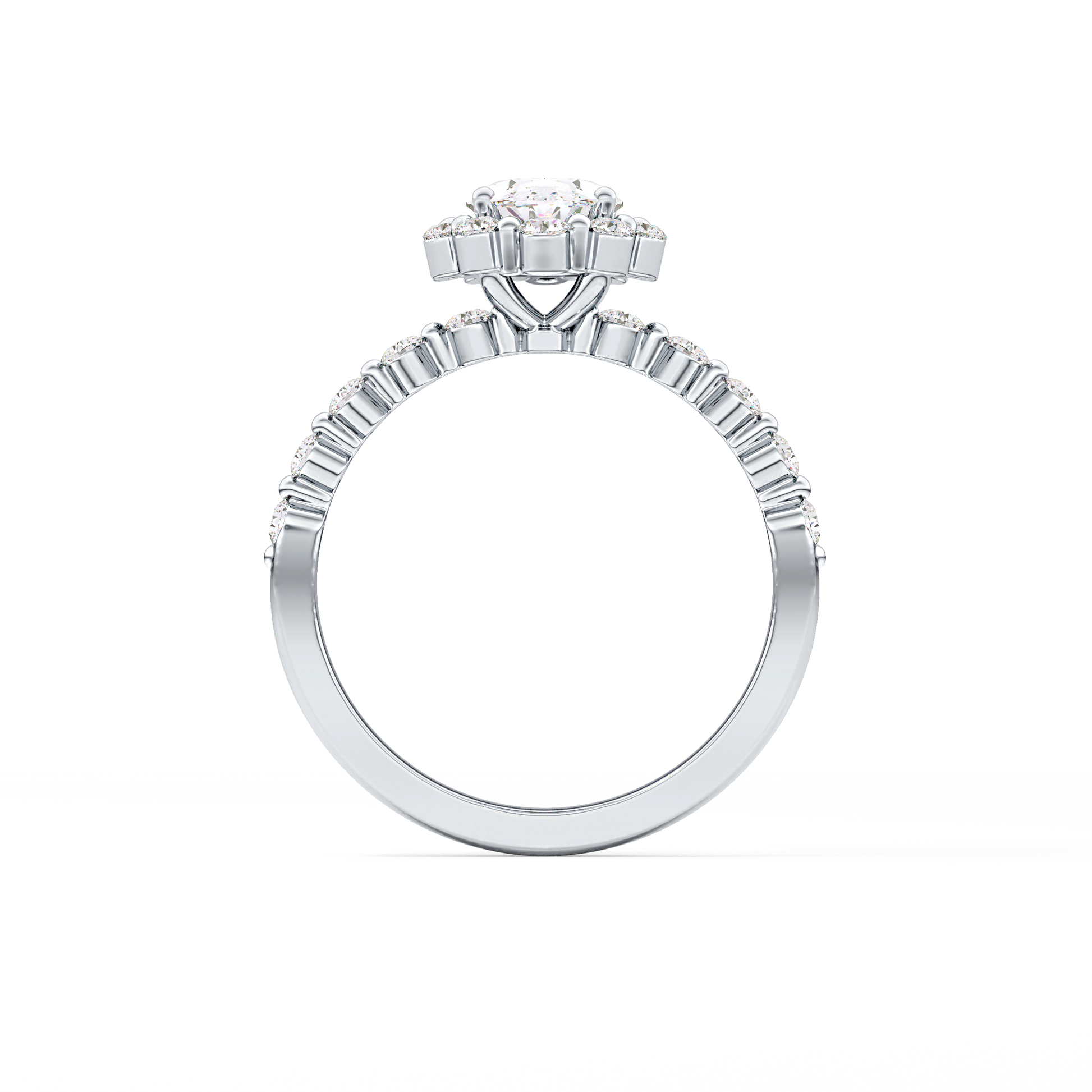 Oval Halo & Pave Lab Grown Diamond Engagement Ring