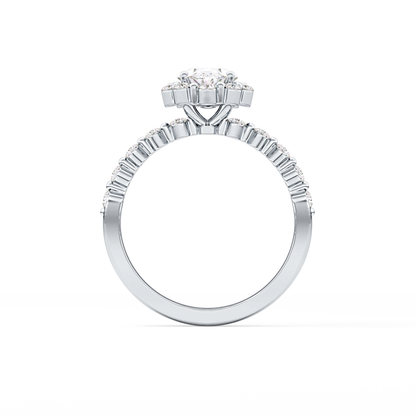 Oval Halo & Pave Lab Grown Diamond Engagement Ring