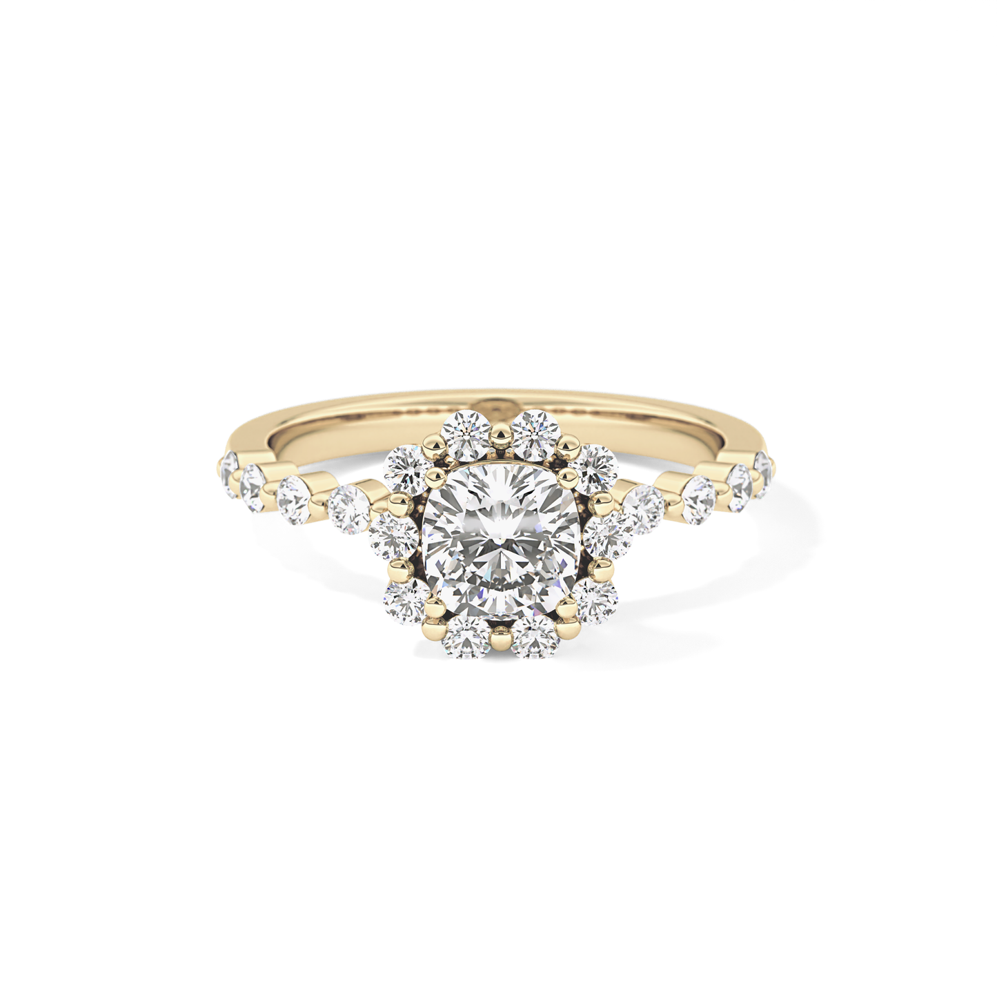 Cushion Halo & Pave Lab Grown Diamond Engagement Ring