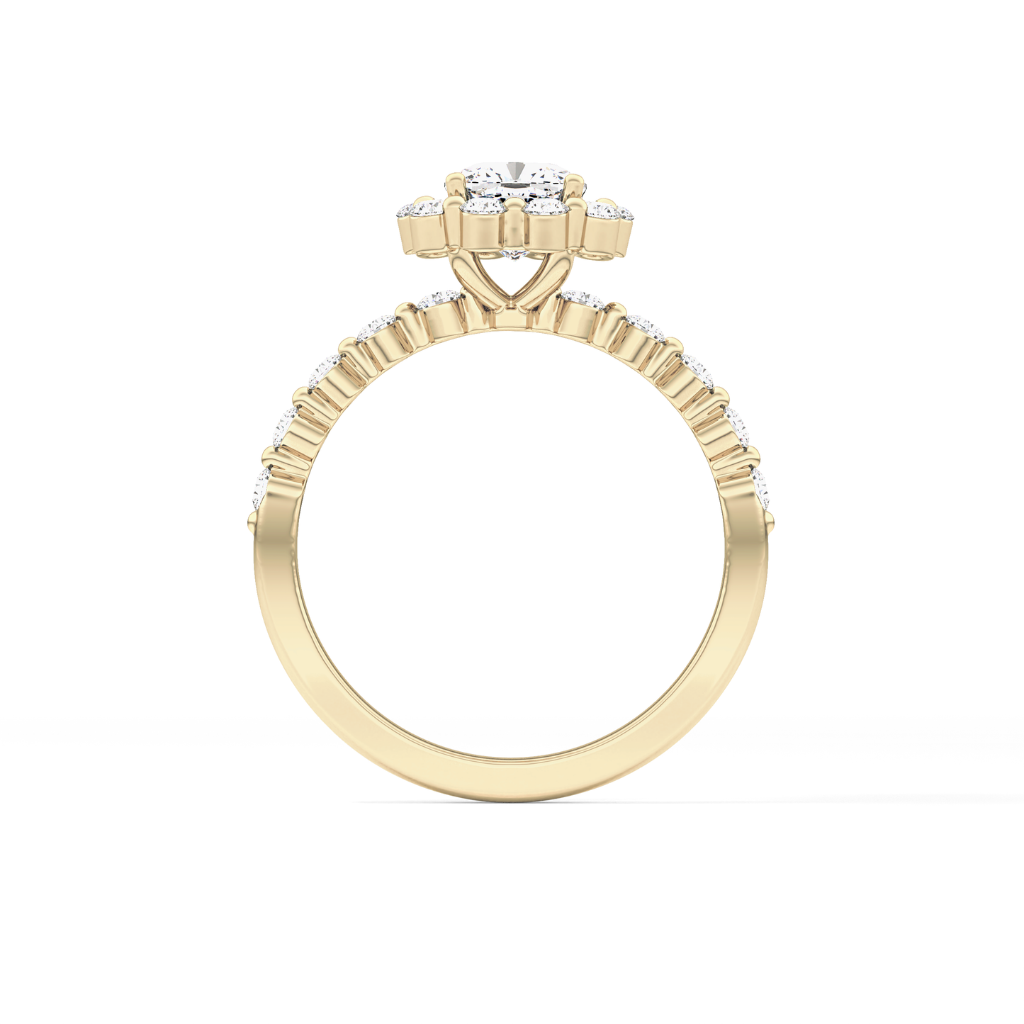 Cushion Halo & Pave Lab Grown Diamond Engagement Ring