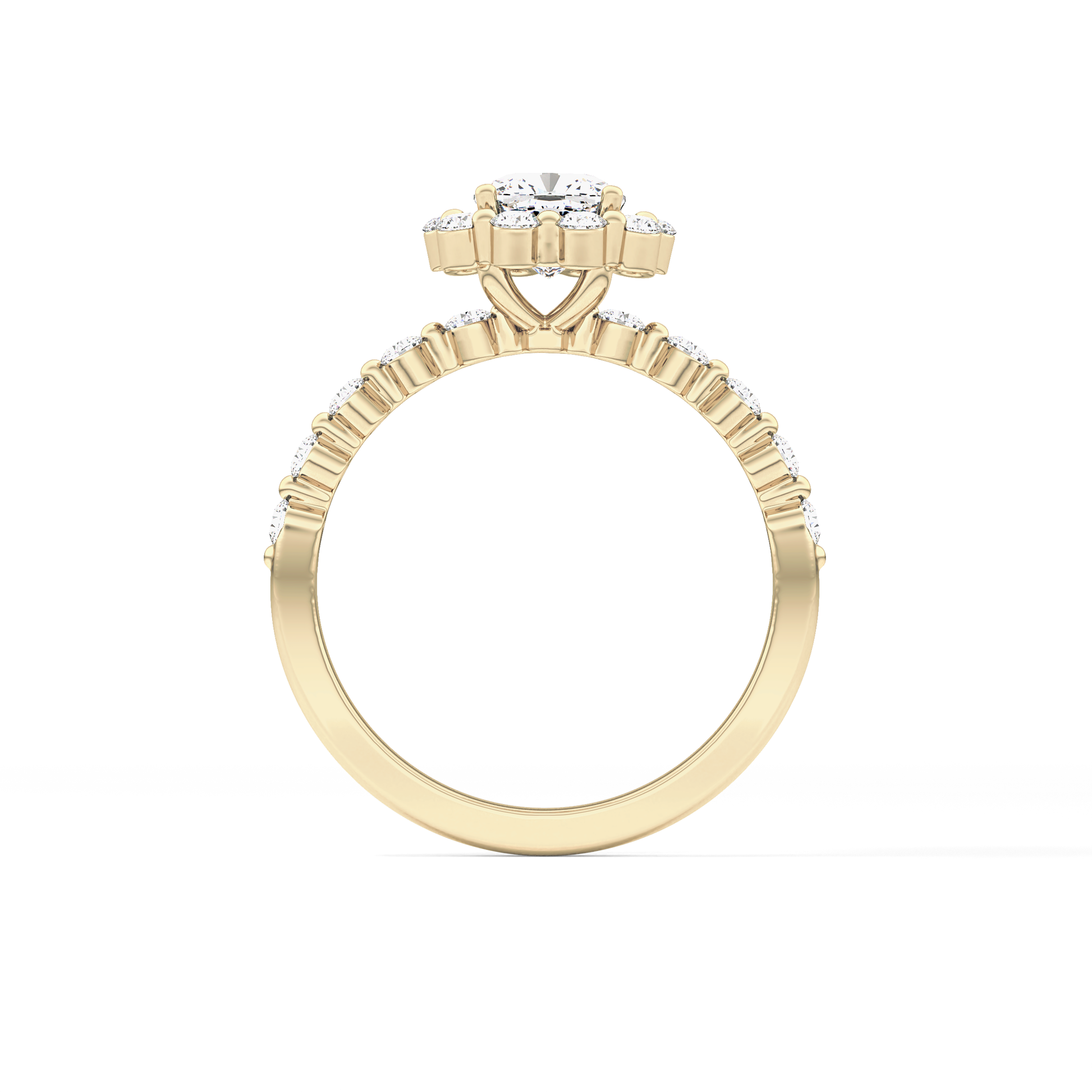 Cushion Halo & Pave Lab Grown Diamond Engagement Ring