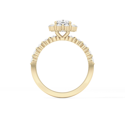 Cushion Halo & Pave Lab Grown Diamond Engagement Ring