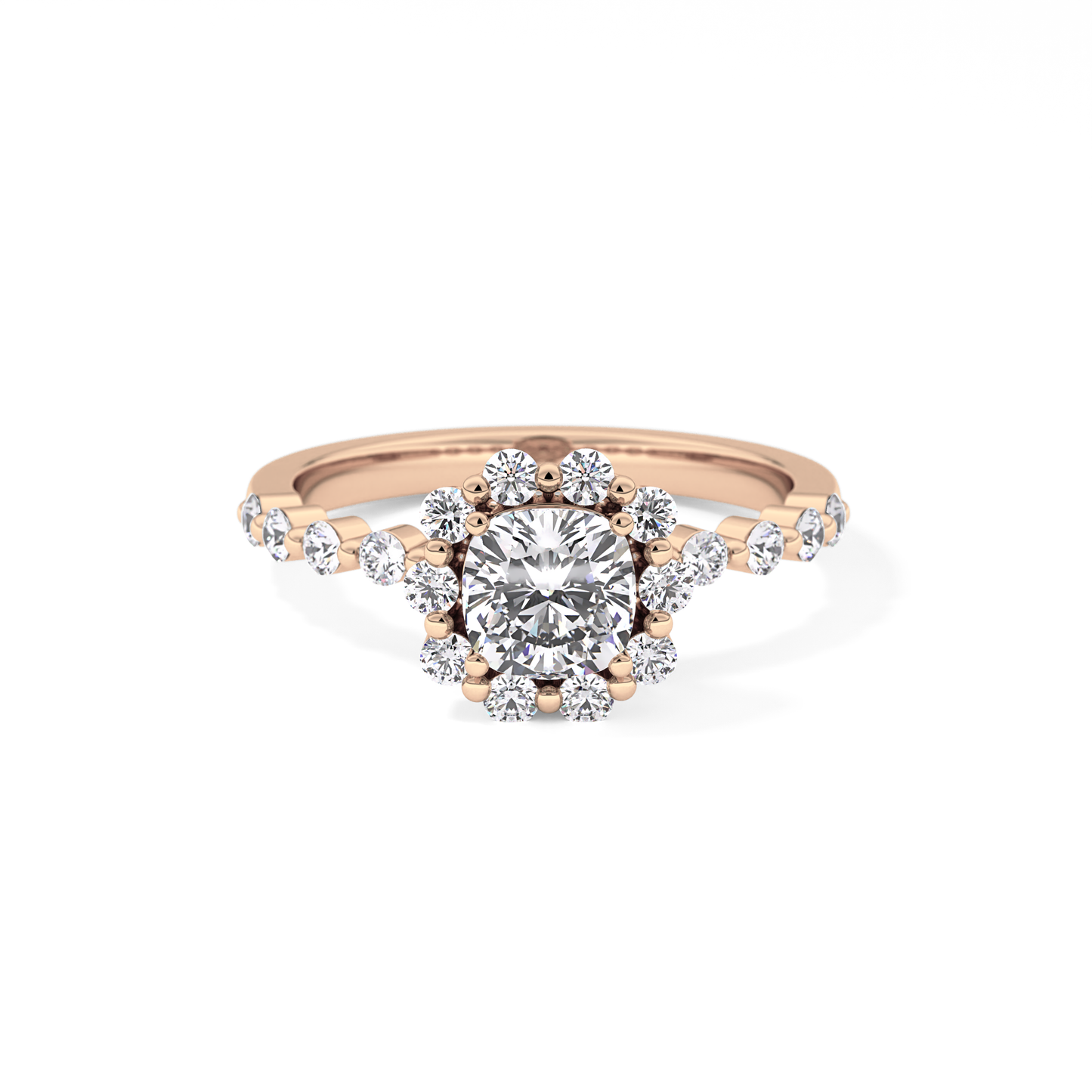 Cushion Halo & Pave Lab Grown Diamond Engagement Ring