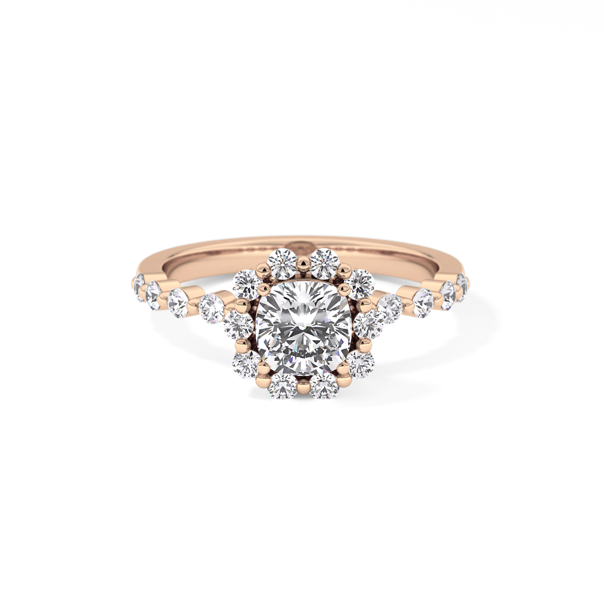 Cushion Halo & Pave Lab Grown Diamond Engagement Ring