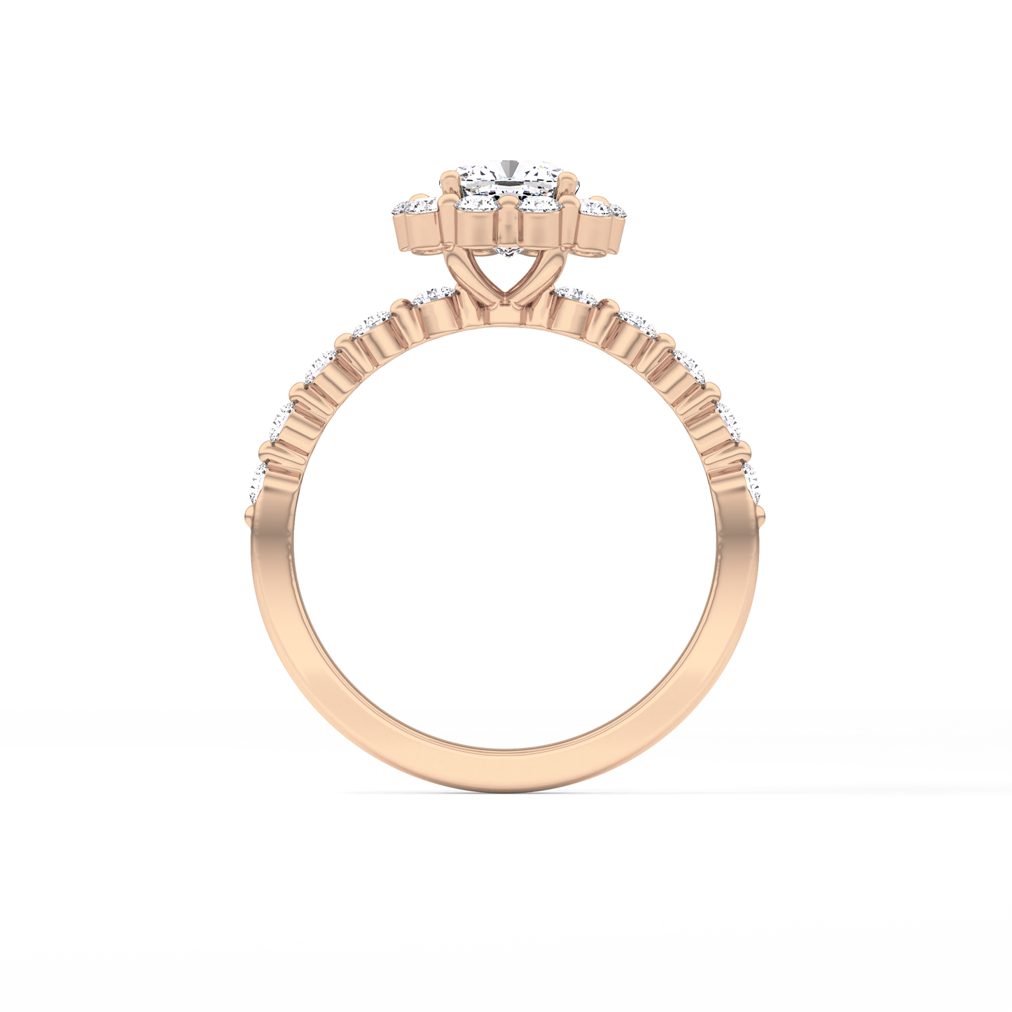 Cushion Halo & Pave Lab Grown Diamond Engagement Ring