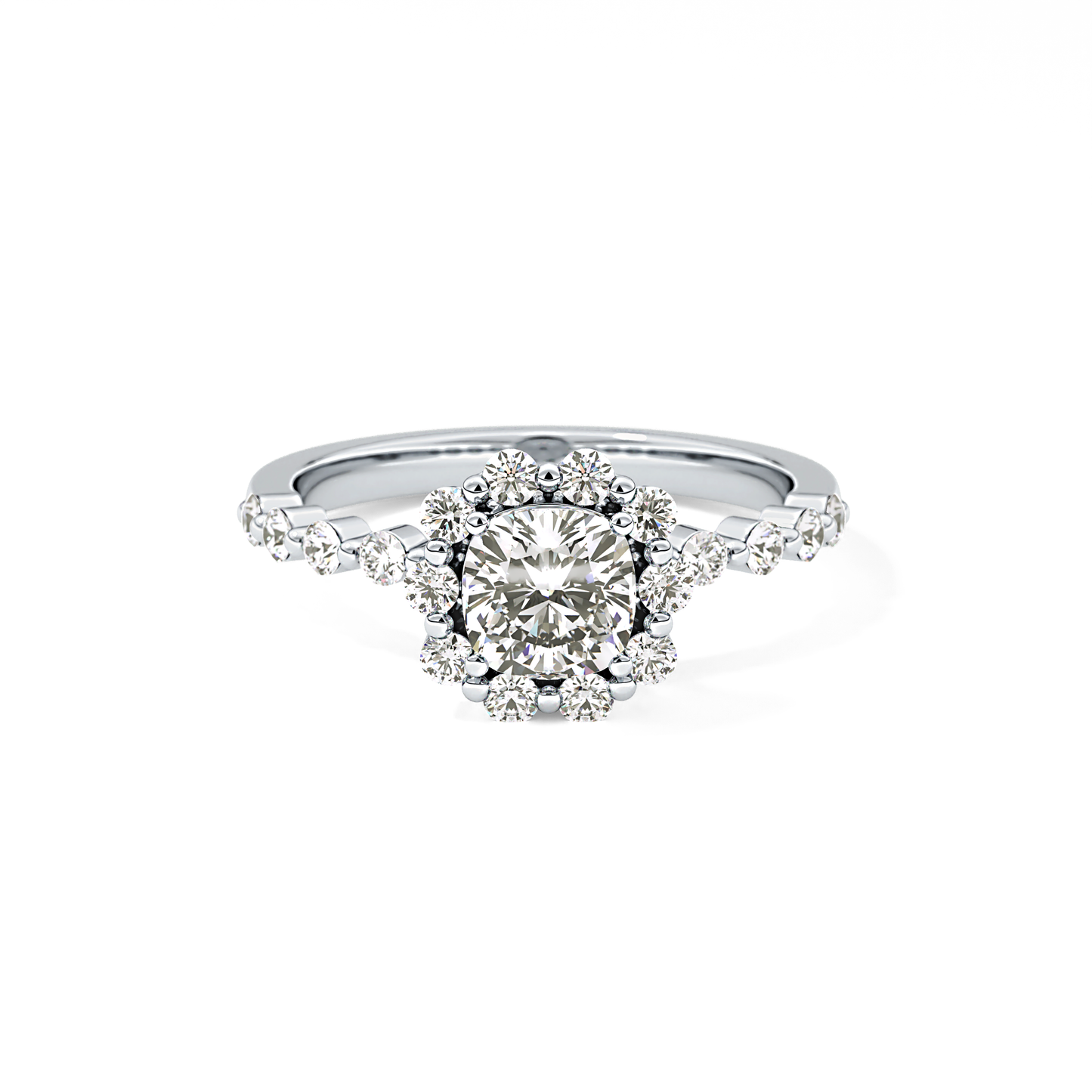 Cushion Halo & Pave Lab Grown Diamond Engagement Ring
