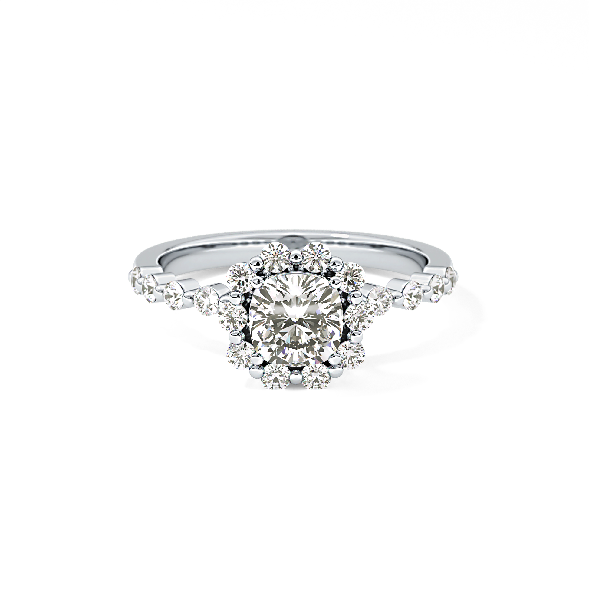 Cushion Halo & Pave Lab Grown Diamond Engagement Ring