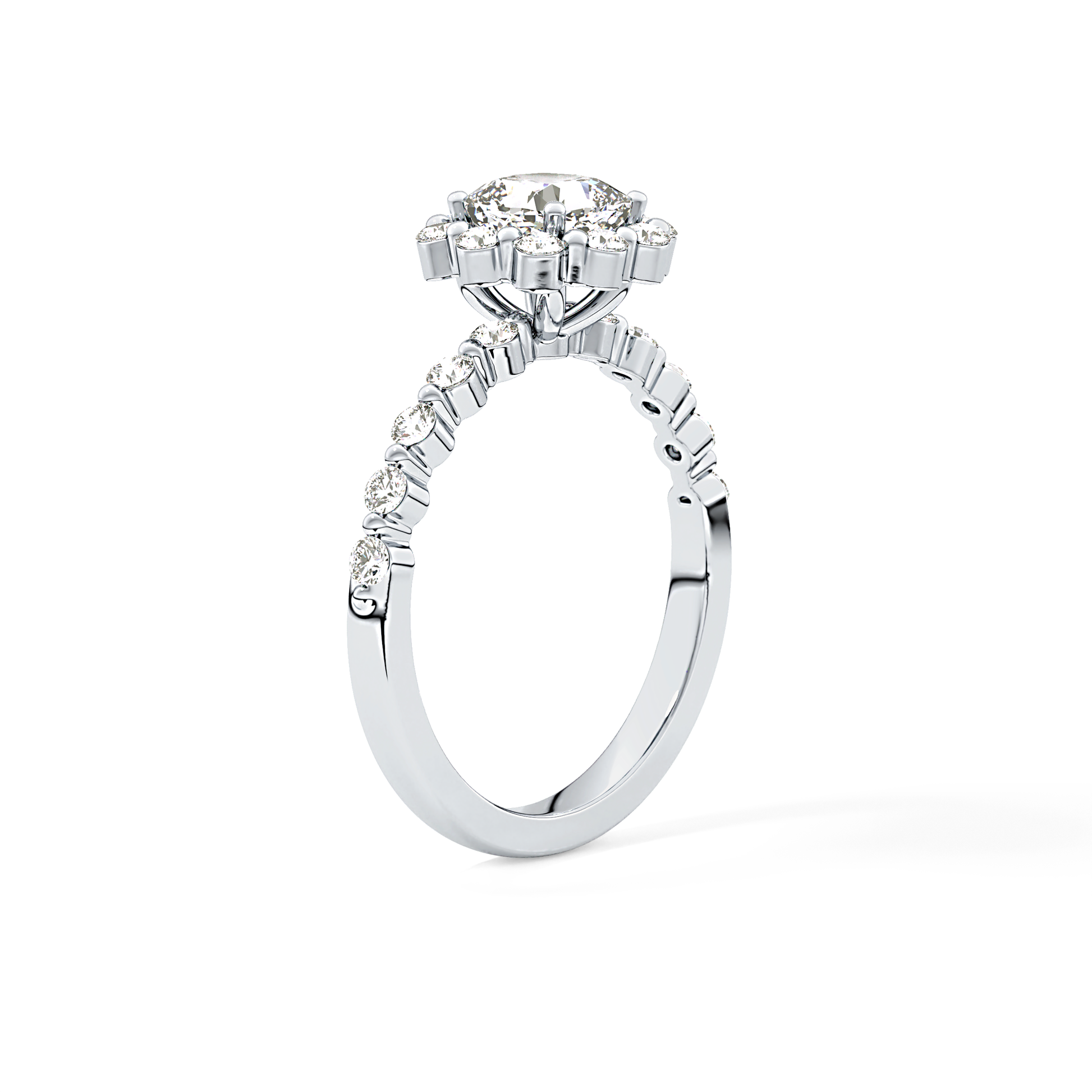 Cushion Halo & Pave Lab Grown Diamond Engagement Ring