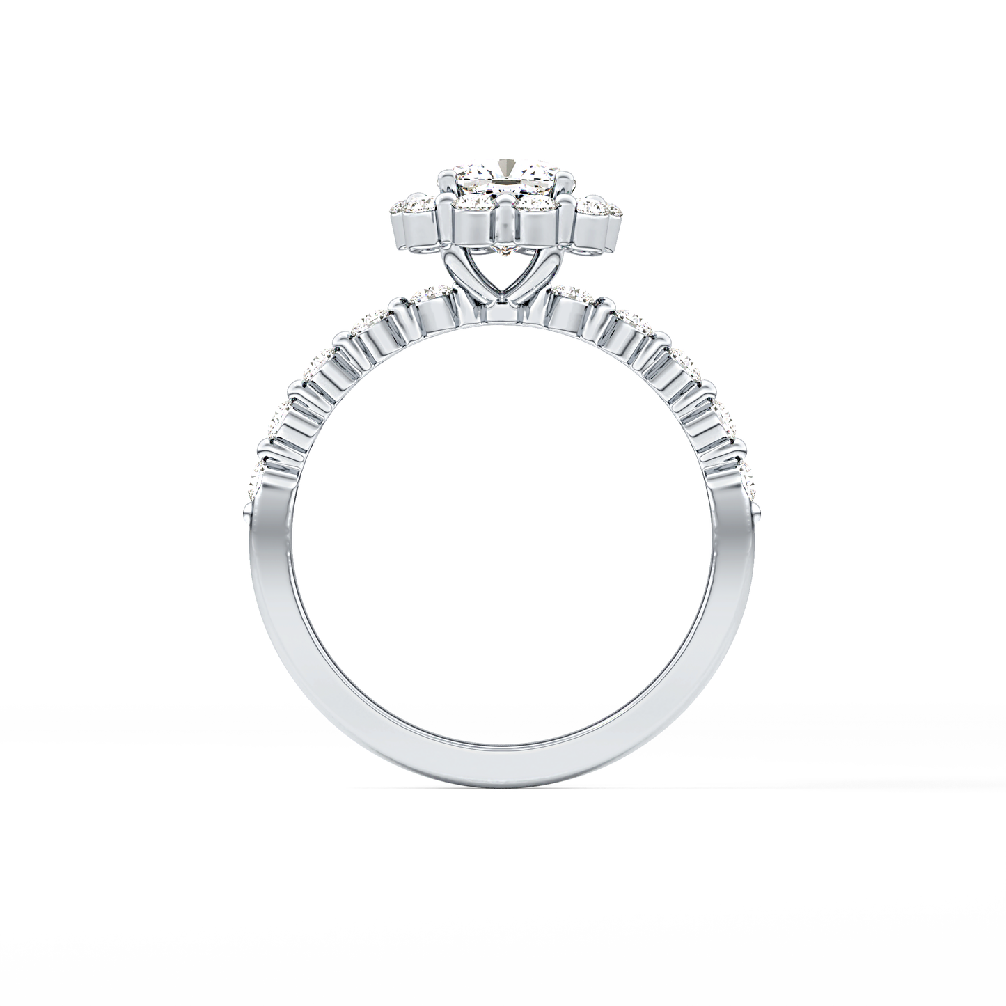 Cushion Halo & Pave Lab Grown Diamond Engagement Ring