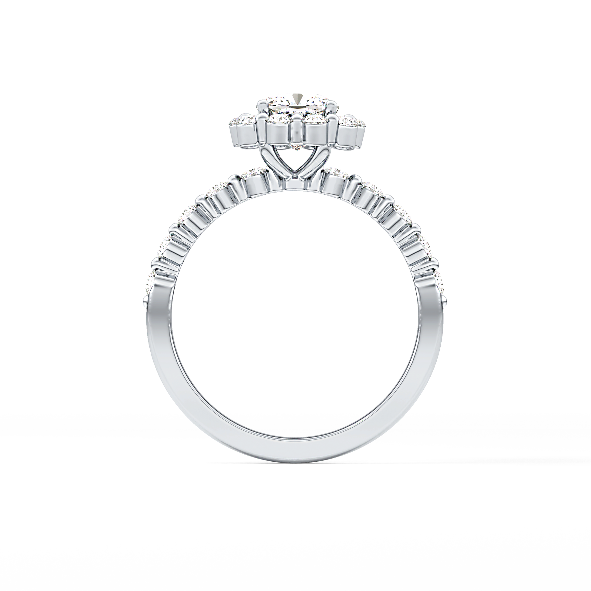 Cushion Halo & Pave Lab Grown Diamond Engagement Ring