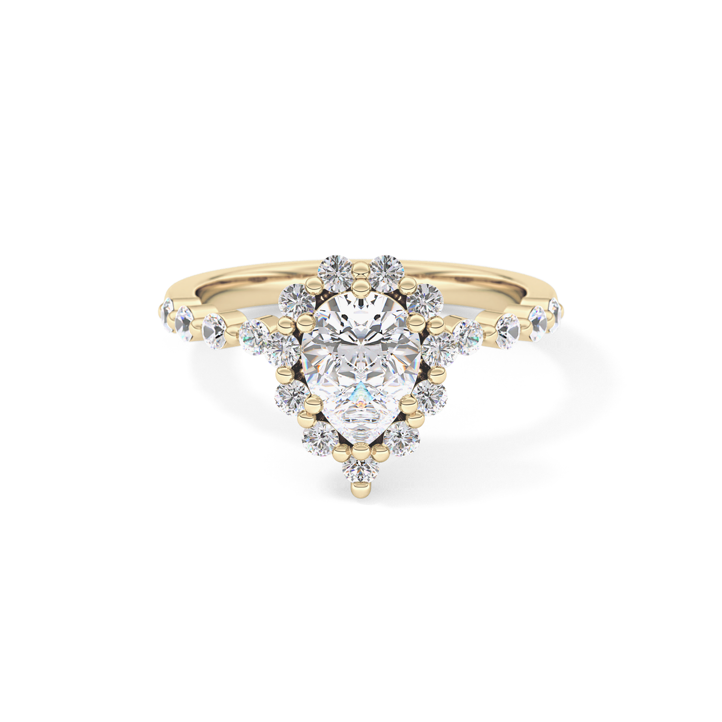 Pear Halo & Pave Lab Grown Diamond Engagement Ring