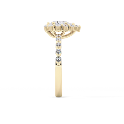 Pear Halo & Pave Lab Grown Diamond Engagement Ring