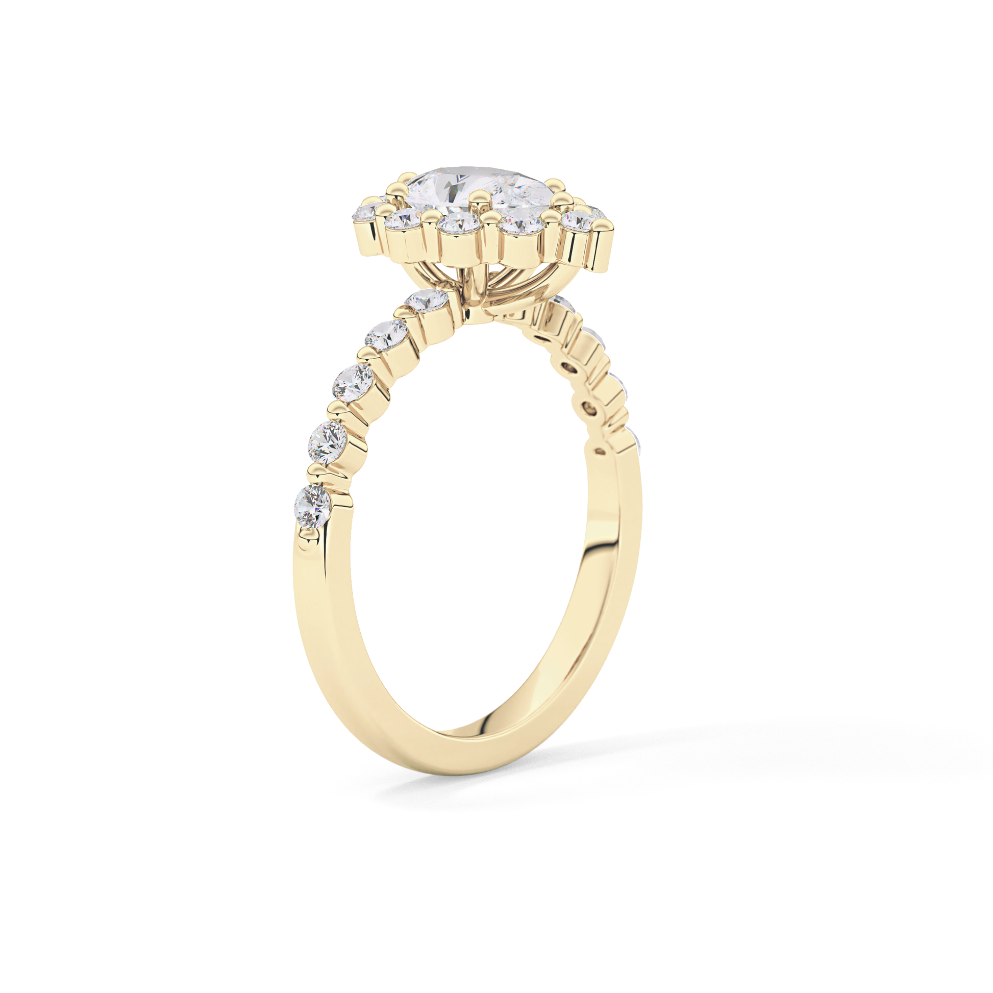 Pear Halo & Pave Lab Grown Diamond Engagement Ring