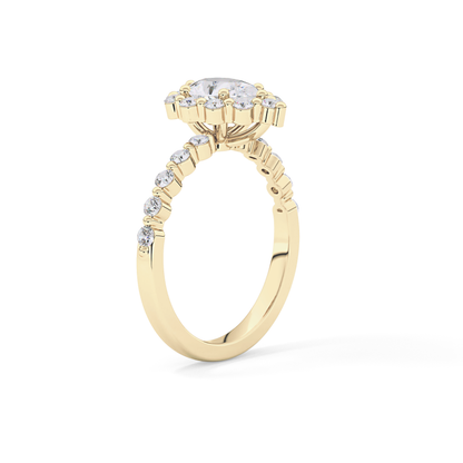 Pear Halo & Pave Lab Grown Diamond Engagement Ring