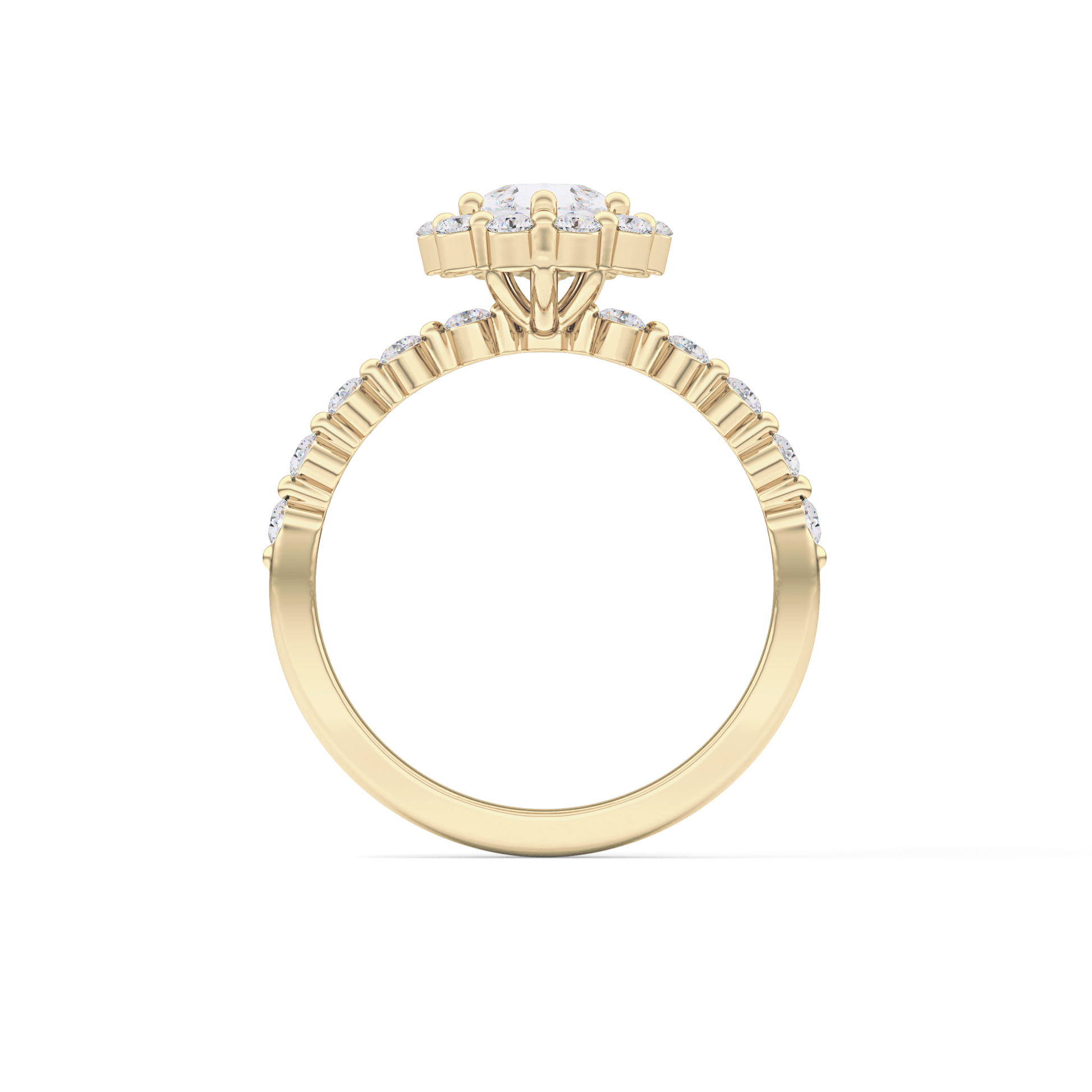 Pear Halo & Pave Lab Grown Diamond Engagement Ring