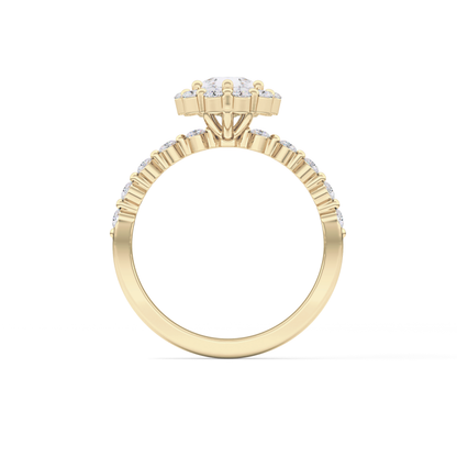 Pear Halo & Pave Lab Grown Diamond Engagement Ring