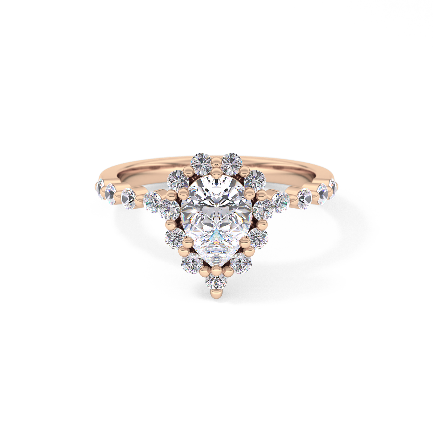 Pear Halo & Pave Lab Grown Diamond Engagement Ring