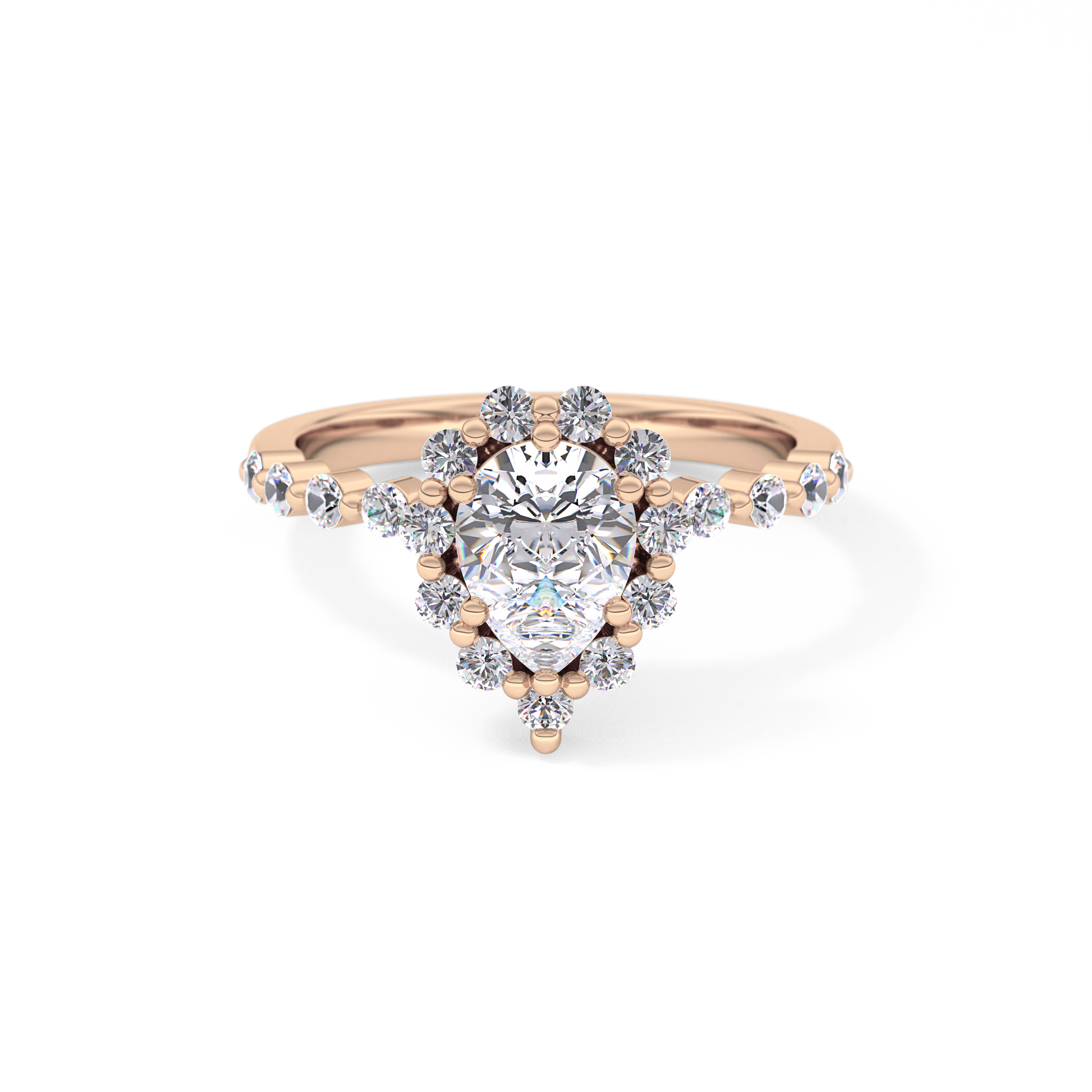 Pear Halo & Pave Lab Grown Diamond Engagement Ring
