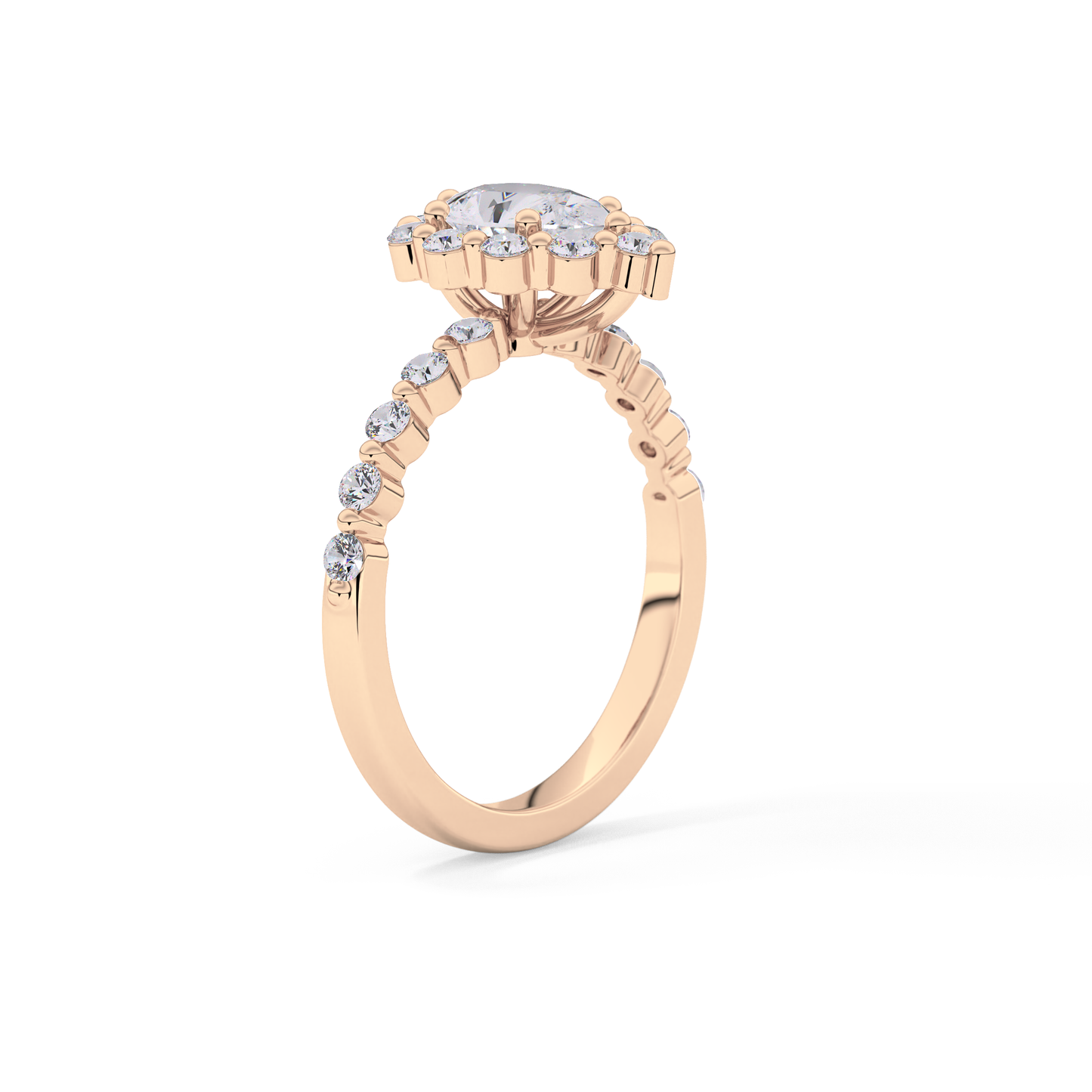 Pear Halo & Pave Lab Grown Diamond Engagement Ring