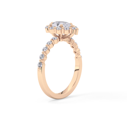 Pear Halo & Pave Lab Grown Diamond Engagement Ring