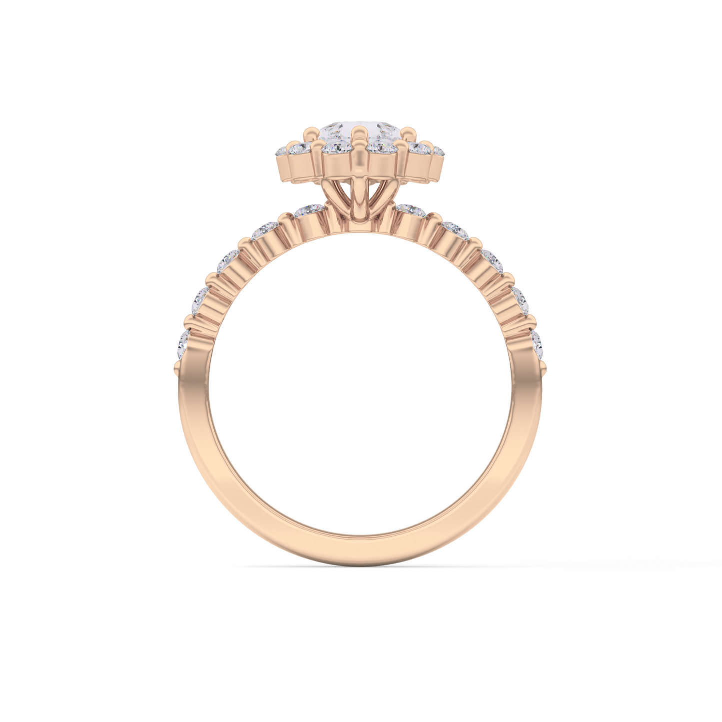 Pear Halo & Pave Lab Grown Diamond Engagement Ring