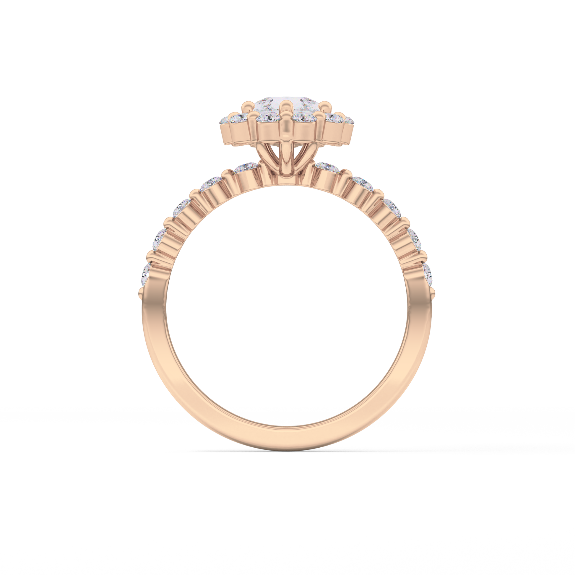 Pear Halo & Pave Lab Grown Diamond Engagement Ring