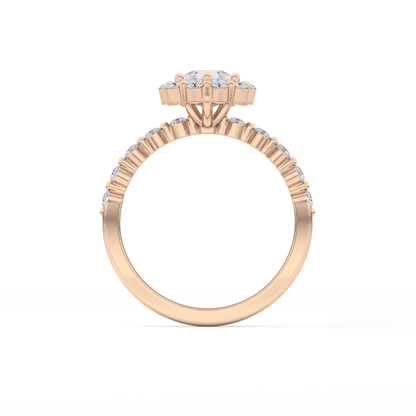 Pear Halo & Pave Lab Grown Diamond Engagement Ring