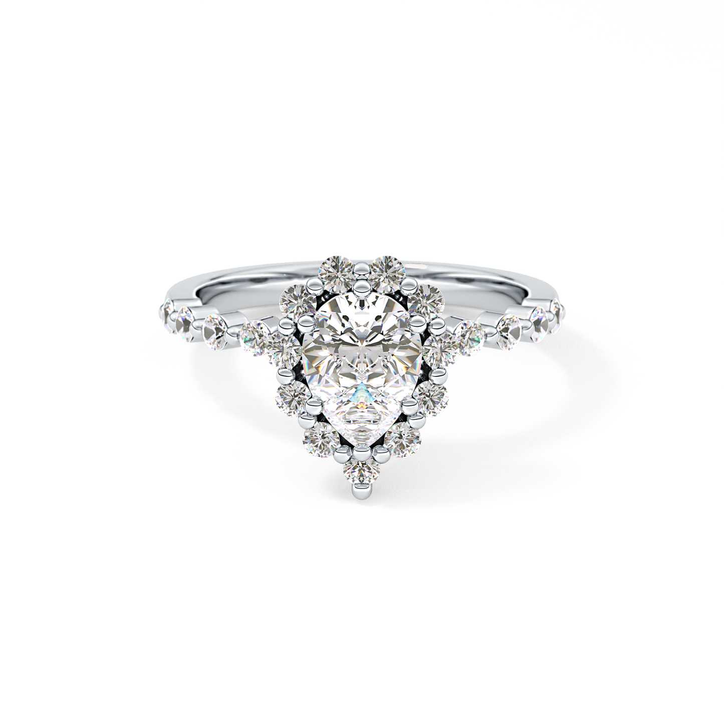 Pear Halo & Pave Lab Grown Diamond Engagement Ring