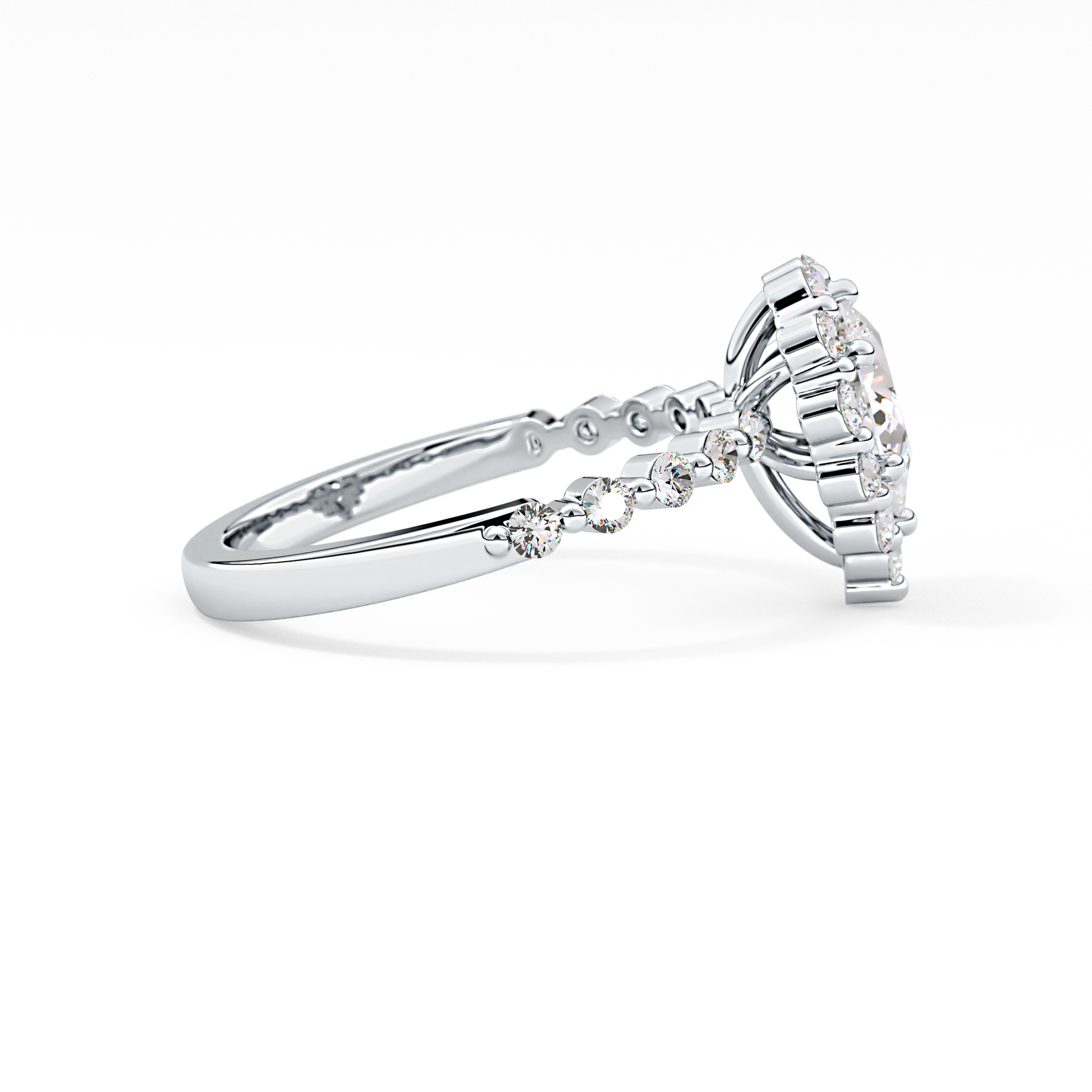 Pear Halo & Pave Lab Grown Diamond Engagement Ring
