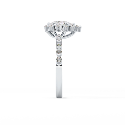 Pear Halo & Pave Lab Grown Diamond Engagement Ring