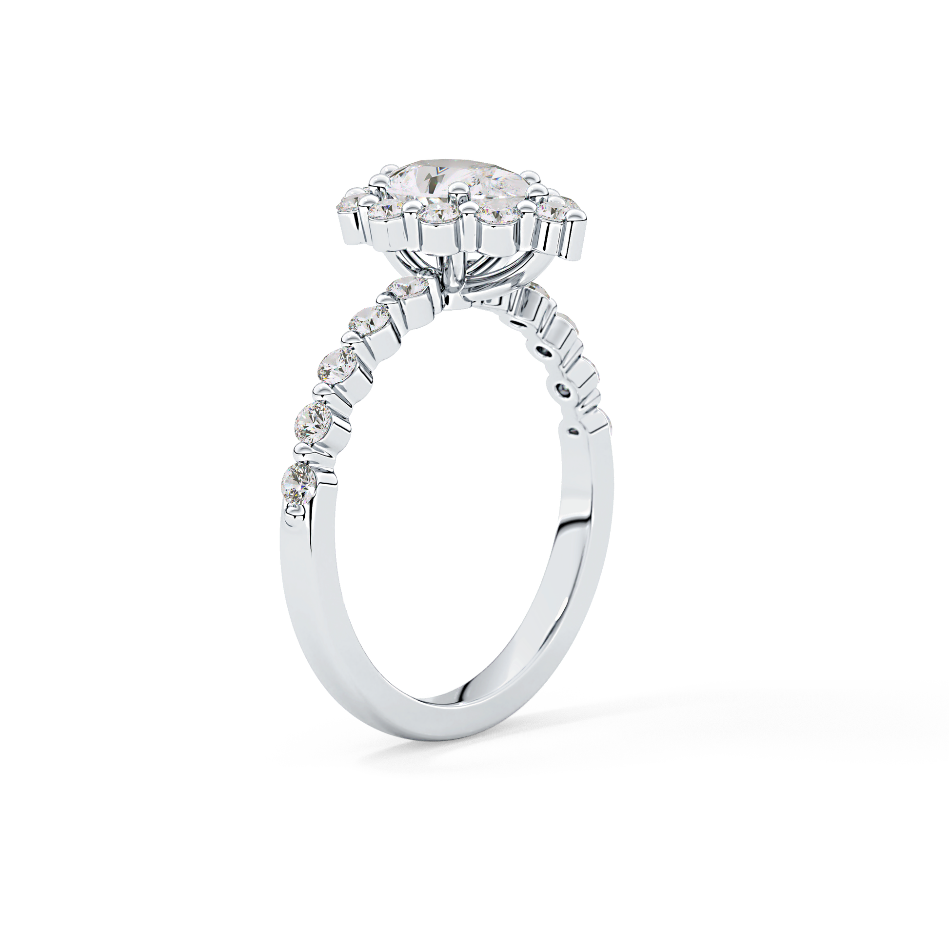 Pear Halo & Pave Lab Grown Diamond Engagement Ring