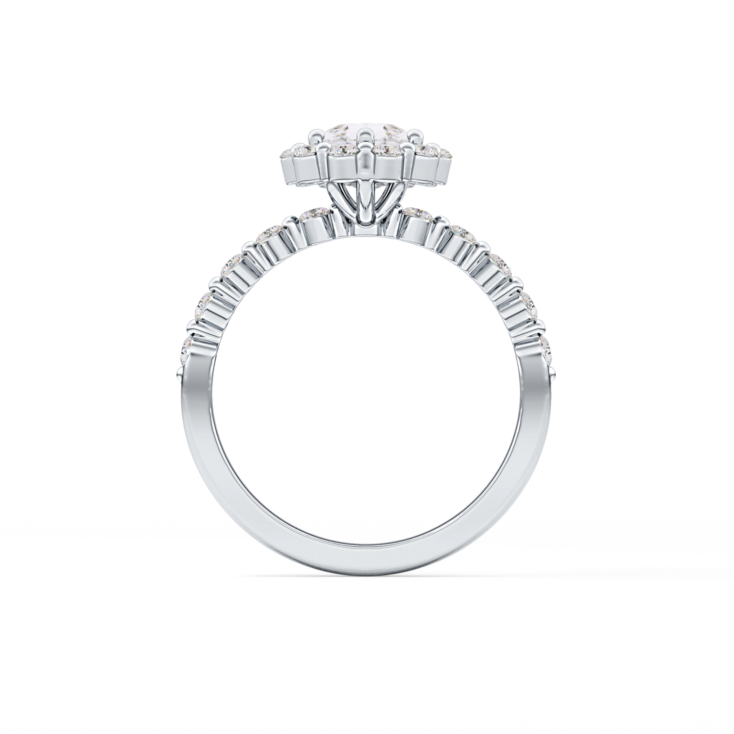 Pear Halo & Pave Lab Grown Diamond Engagement Ring