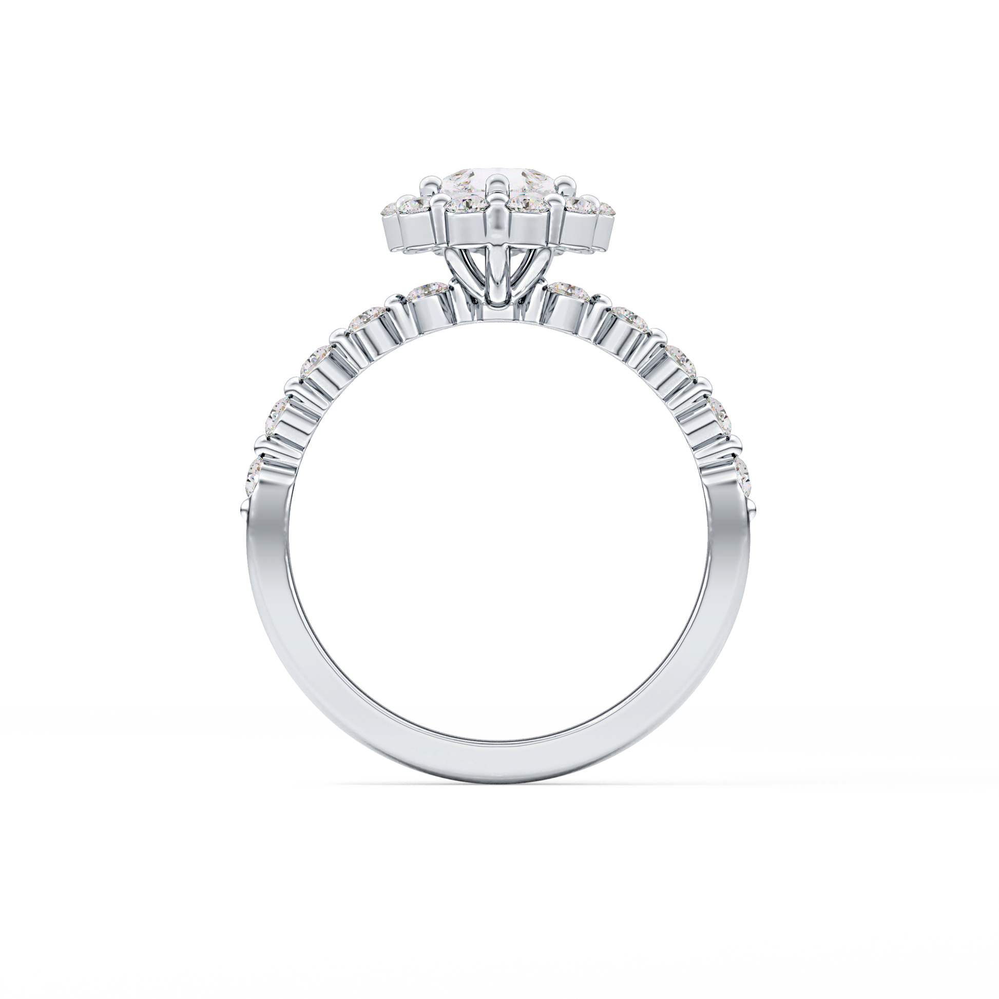 Pear Halo & Pave Lab Grown Diamond Engagement Ring