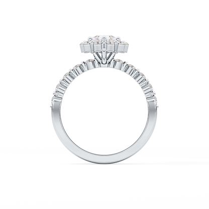 Pear Halo & Pave Lab Grown Diamond Engagement Ring