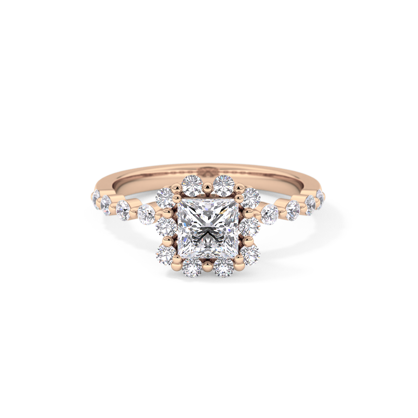 Princess Halo & Pave Lab Grown Diamond Engagement Ring