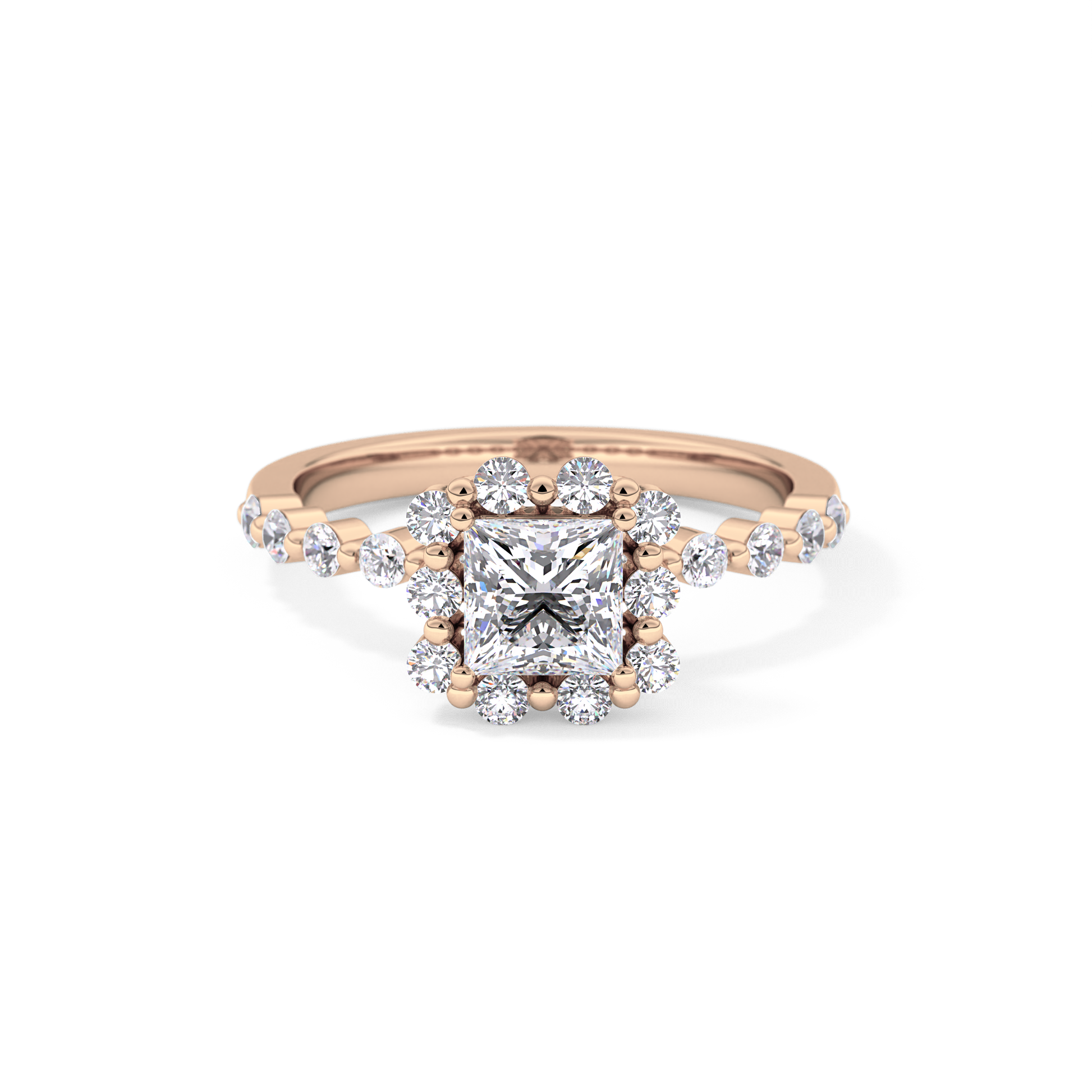 Princess Halo & Pave Lab Grown Diamond Engagement Ring