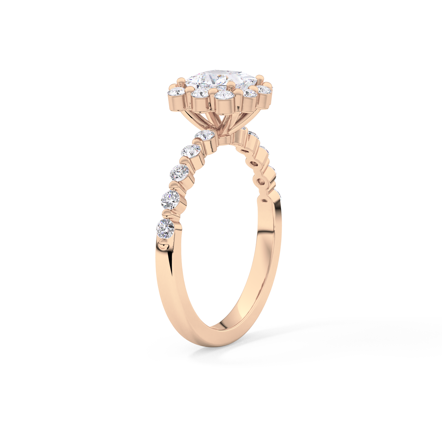Princess Halo & Pave Lab Grown Diamond Engagement Ring