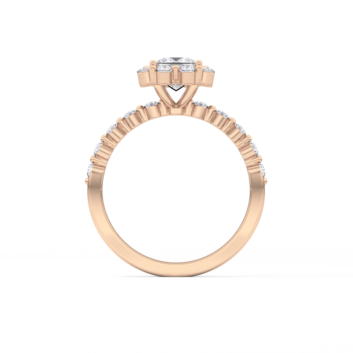 Princess Halo & Pave Lab Grown Diamond Engagement Ring