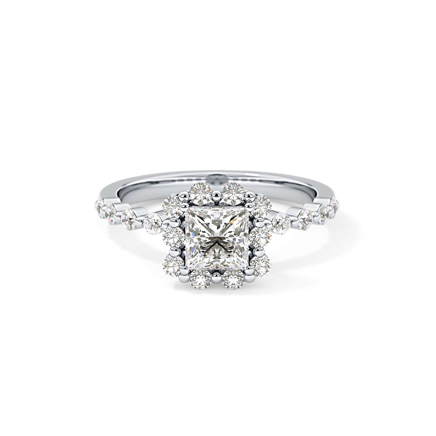 Princess Halo & Pave Lab Grown Diamond Engagement Ring