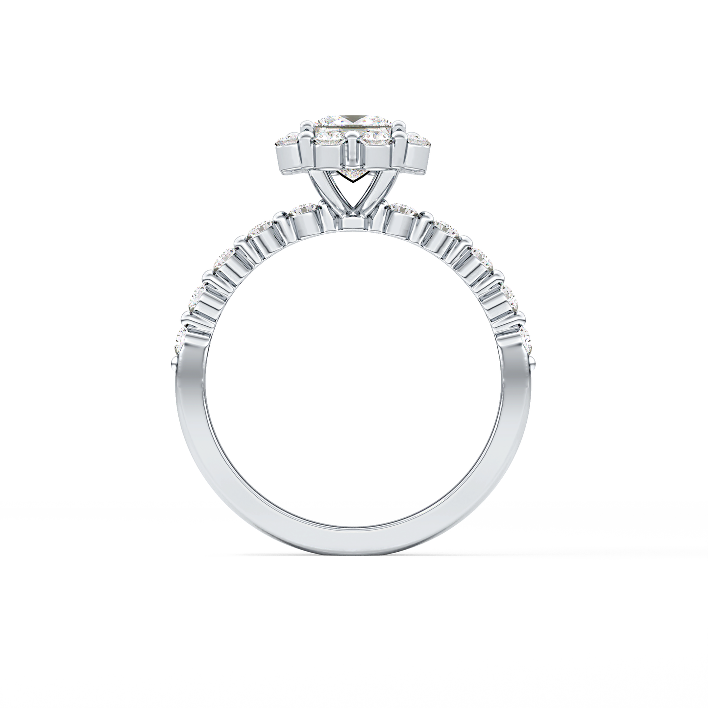 Princess Halo & Pave Lab Grown Diamond Engagement Ring