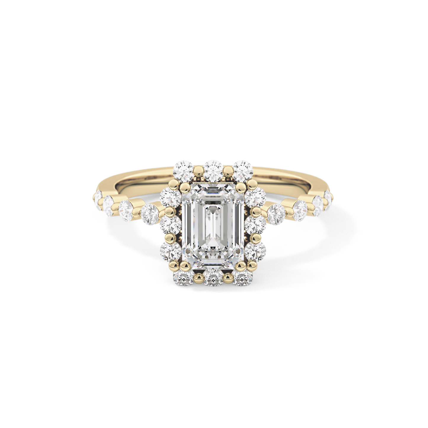 Emerald Halo & Pave Lab Grown Diamond Engagement Ring