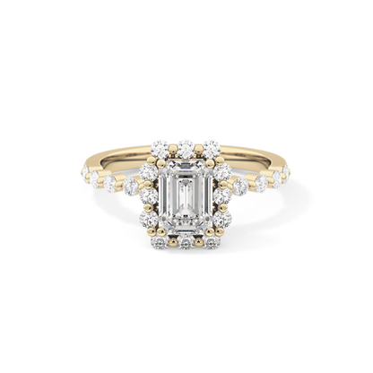 Emerald Halo & Pave Lab Grown Diamond Engagement Ring