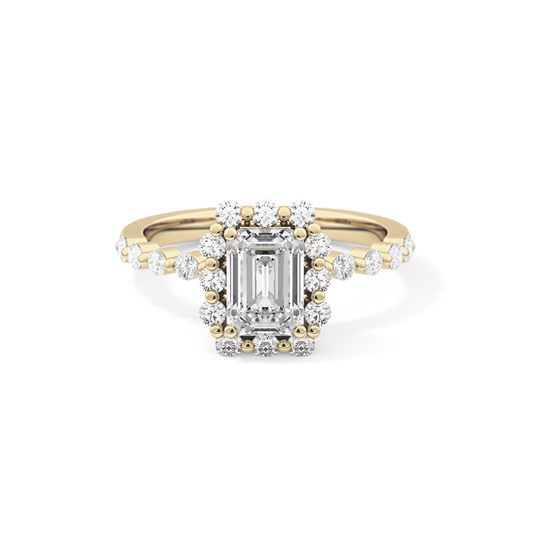 Emerald Halo & Pave Lab Grown Diamond Engagement Ring