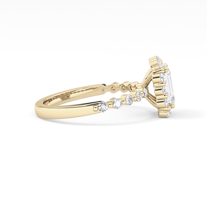 Emerald Halo & Pave Lab Grown Diamond Engagement Ring