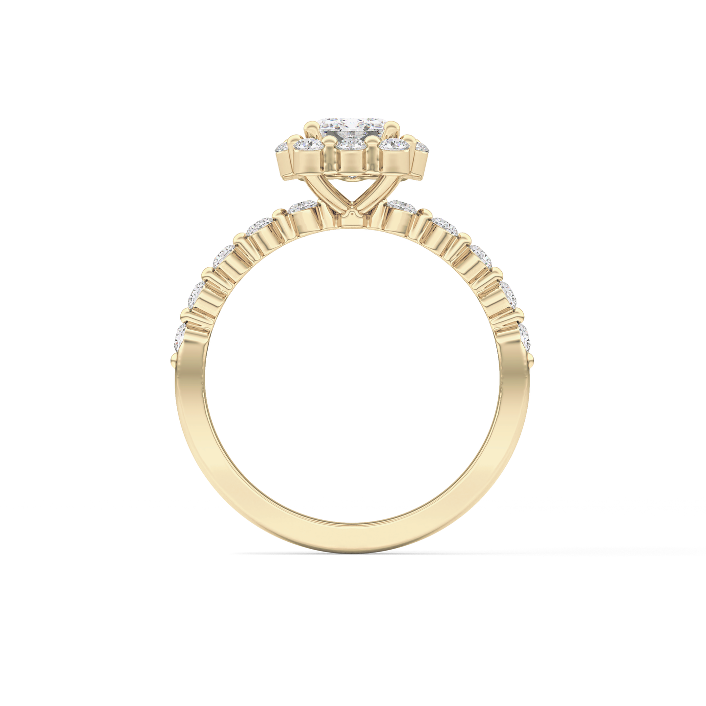 Emerald Halo & Pave Lab Grown Diamond Engagement Ring
