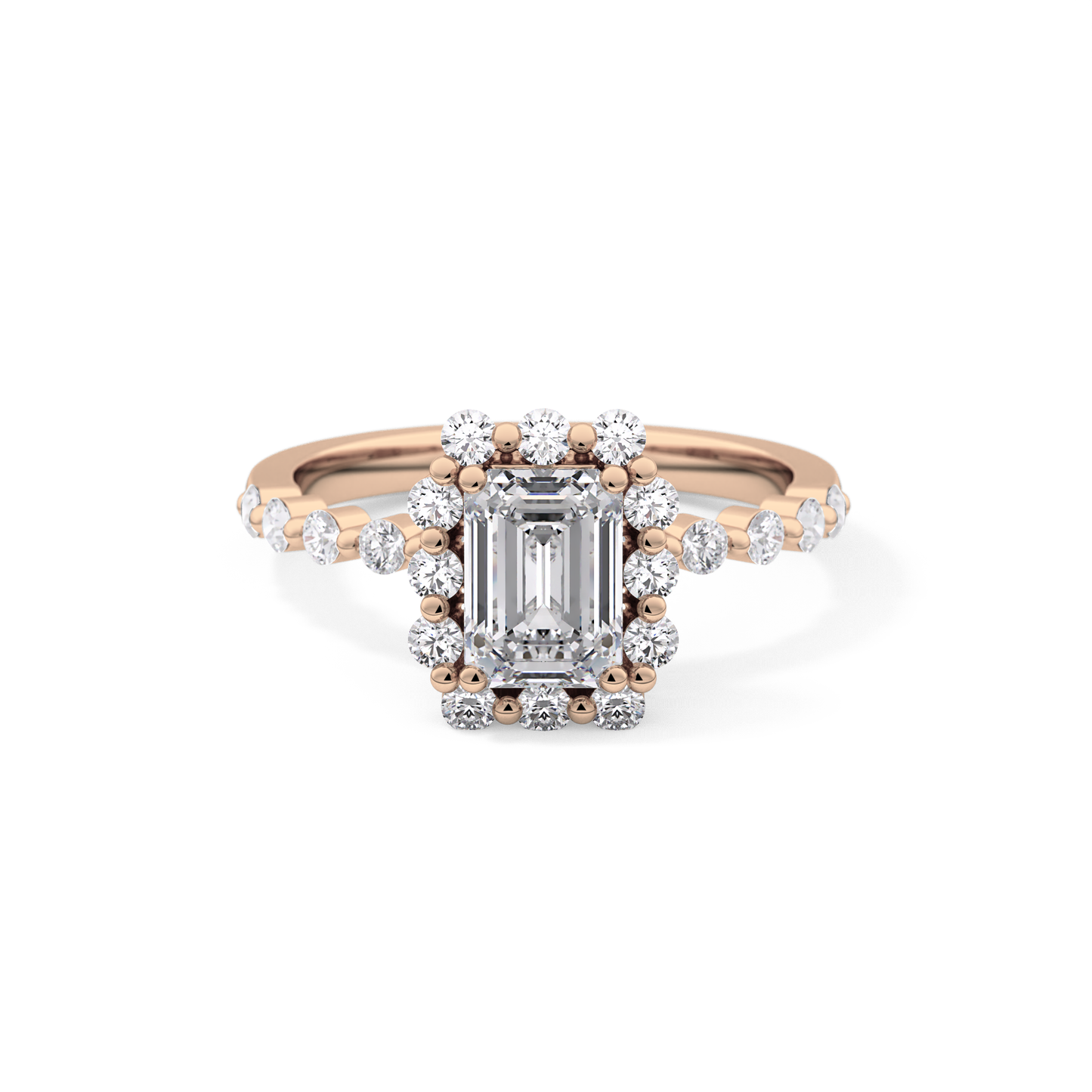 Emerald Halo & Pave Lab Grown Diamond Engagement Ring